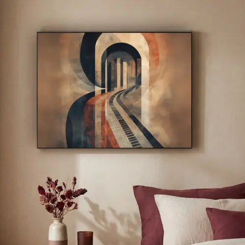Piano - Toetsen - Abstract Textielframe zwart klein -sfeer1