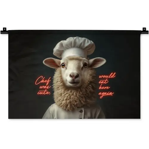 Schaap - Kokskleding - Neon - Quote Wandkleed katoen klein -zz3d