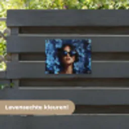 Vrouw - Blauw - Bloemen - Vlinders - Natuur tuinposter los doek klein -sfeer3