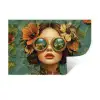 Vrouw - Bloemen - Vlinders - Natuur - Vintage Muursticker klein -3d