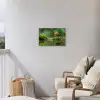 Roodborstje bij het Water Tuinposter op houten frame 2 cm dik klein -sfeer1