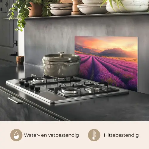 Lavendelveld - Zonsondergang - Paars keuken achterwand spatscherm klein -usp_NL