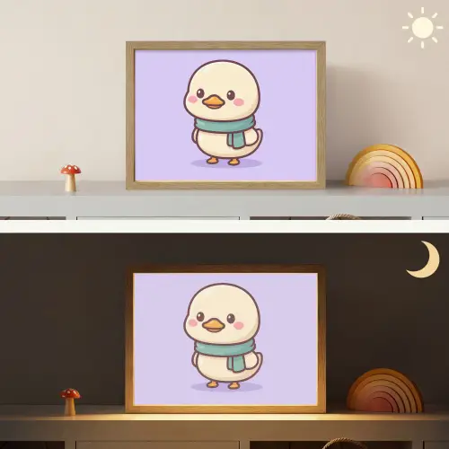 Eend - Sjaal - Paars Light Box met batterij (Wandlamp kind) middel -sfeer3_kind