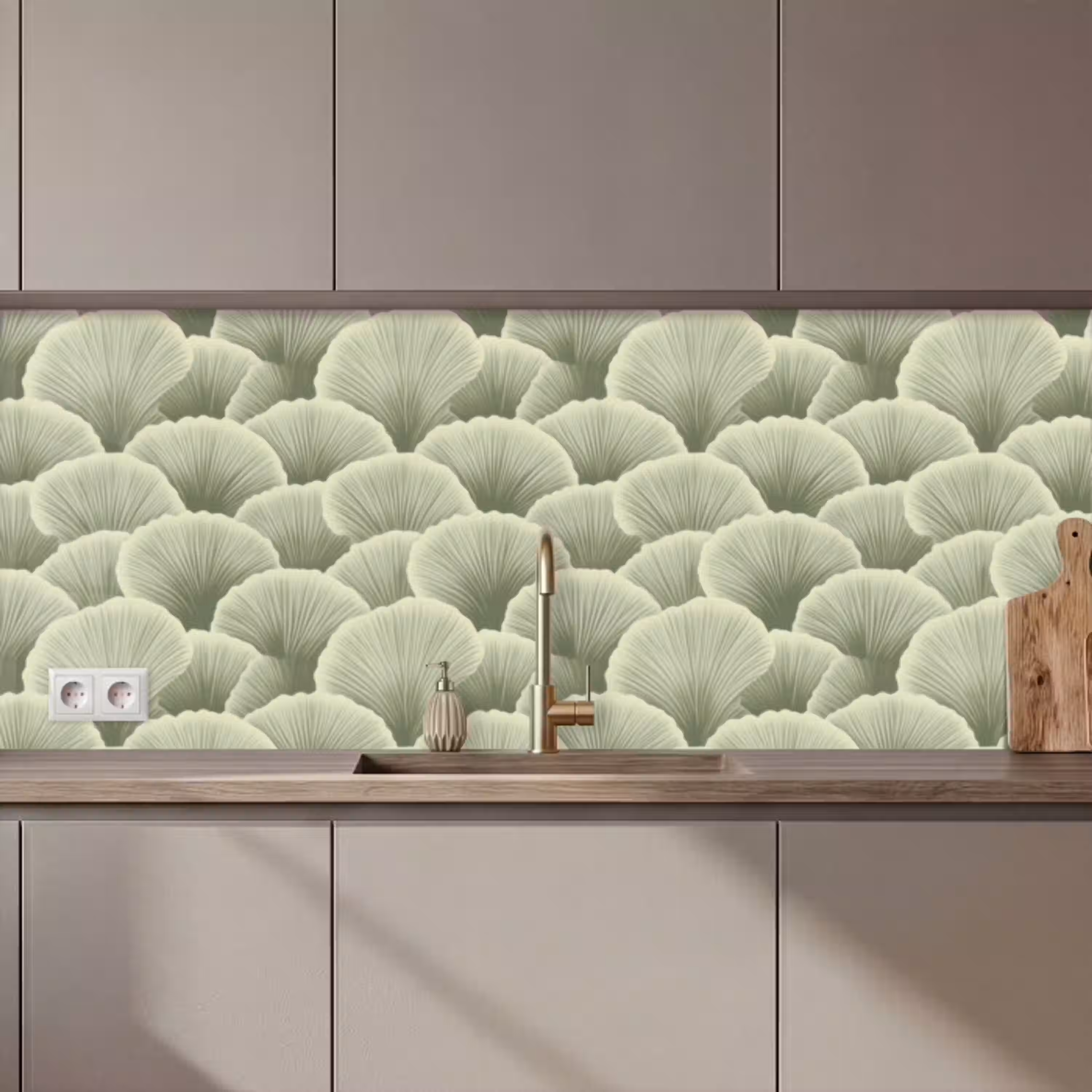 Waaier - Blad - Groen keuken achterwand 2 middel 871 zz_3dshopping