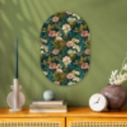 Wilde bloemen - Botanisch - Patroon - Roze - Romantisch Wandcirkel Ovaal Forex klein 630 -sfeer2