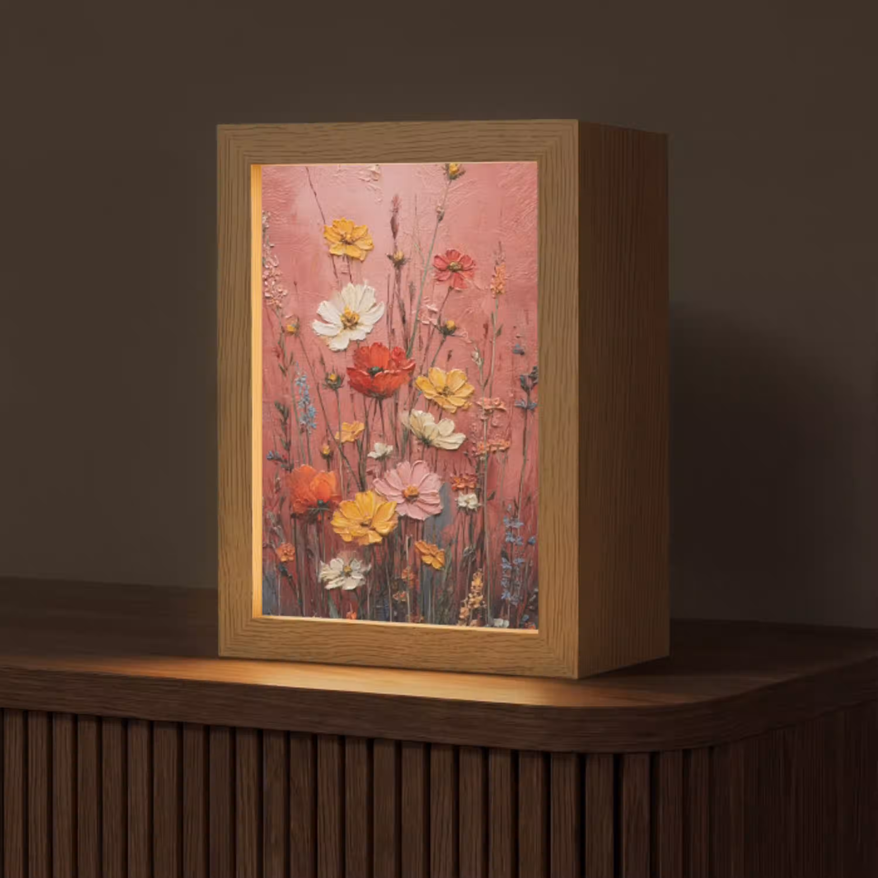 Bloemenboeket - Diepte - Tastbare textuur Light Box met kabel (Tafellamp) klein -z3d_website