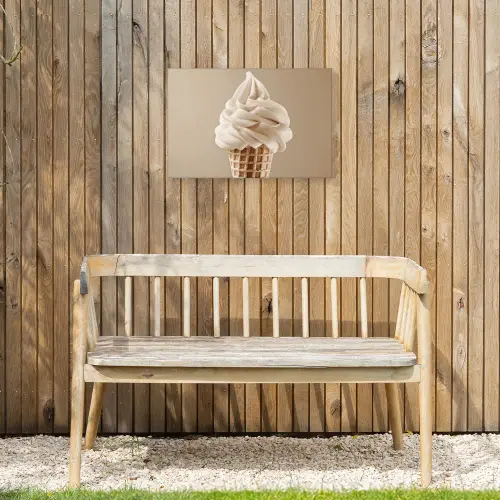 IJs - Softijs - Romig - Hoorntje - Beige Tuinposter op houten frame 2 cm dik klein -sfeer4
