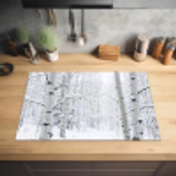Berkenbomen - Sneeuw - Winter - Bos - Wit Inductie beschermer vinyl 3mm klein -sfeer5