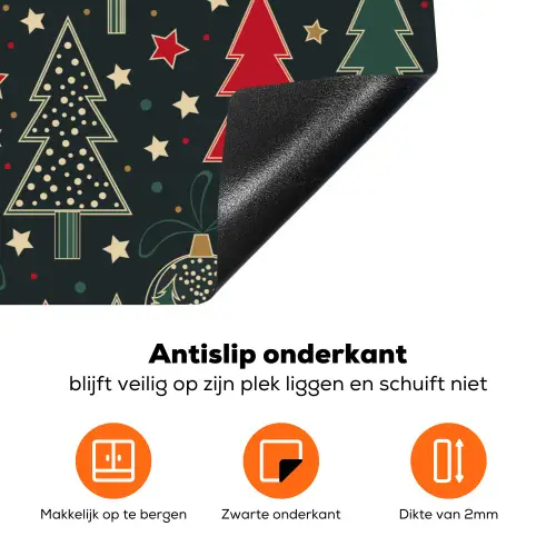 Illustratie - Kerst - Sterren - Groen Inductie beschermer vinyl 3mm klein 276 -zzzzzzz-td-onderkant