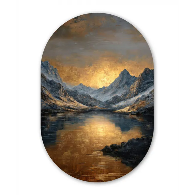Muurovaal - Berglandschap met Gouden Zonsondergang