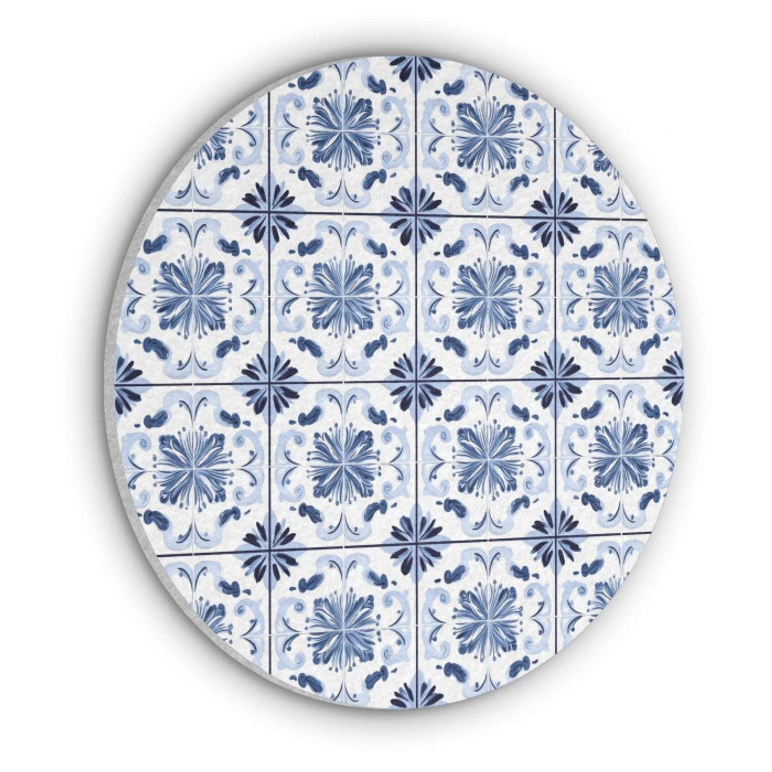 Patroon - Tegel - Blauw Akoestische PET Vilt - Rond klein 838 -3d