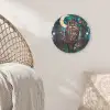 Uil - Mozaïek - Maan - Nacht Akoestische PET Vilt - Rond klein -sfeer4