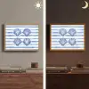 Vier schelpen - Blauw - Wit - Strepen Light Box met batterij (Wandlamp) middel -sfeer3