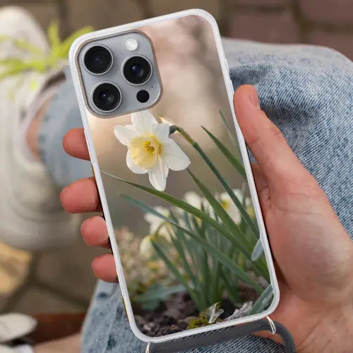 Narcis - Bloem - Minimalistisch Hoesje iPhone 16 Pro Max met koord klein -sfeer3