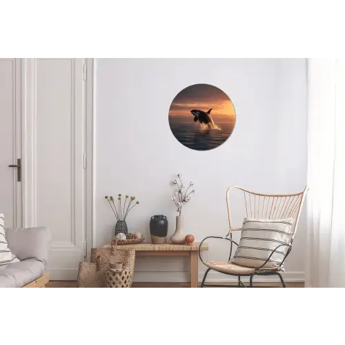 Orka - Zee - Zonsondergang Wandcirkel aluminium klein -woonkamer