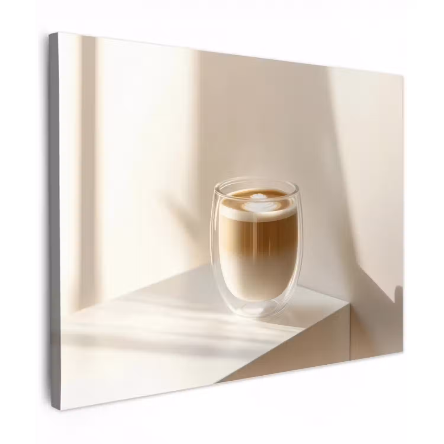 Canvas schilderij - Mok - Latte - Minimalistisch - Schaduw