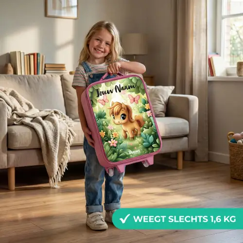 Paard - Bloemen - Vlinders Kinderkoffer - Roze klein -sfeer2_NL