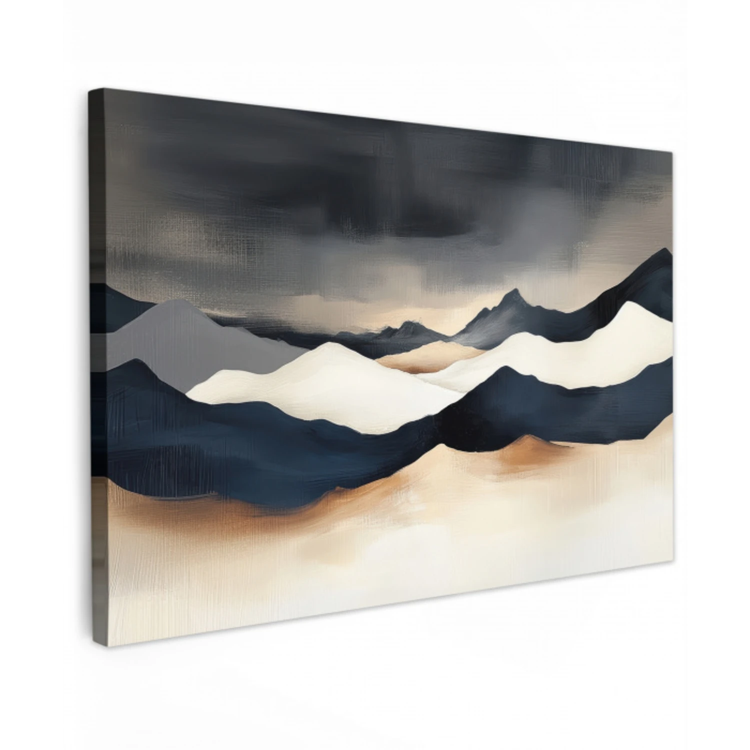 Bergen - Donkerblauw - Landschap Tuinposter op houten frame 2 cm dik klein -3d