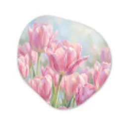 Tulpen - Veld - Lente - Roze Wandcirkel Organisch Aluminium middel -3d
