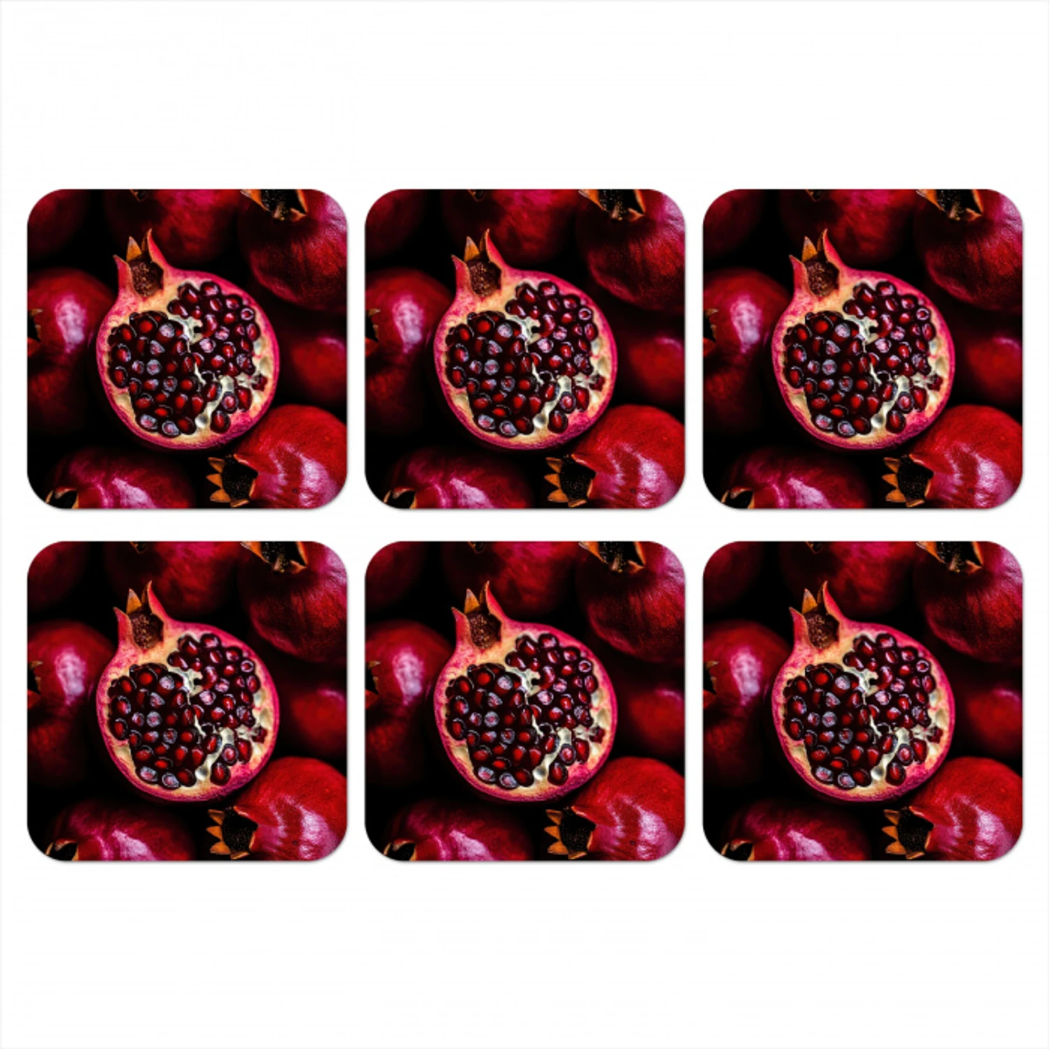 Granaatappel - Rood - Fruit onderzetter kurk middel -3d