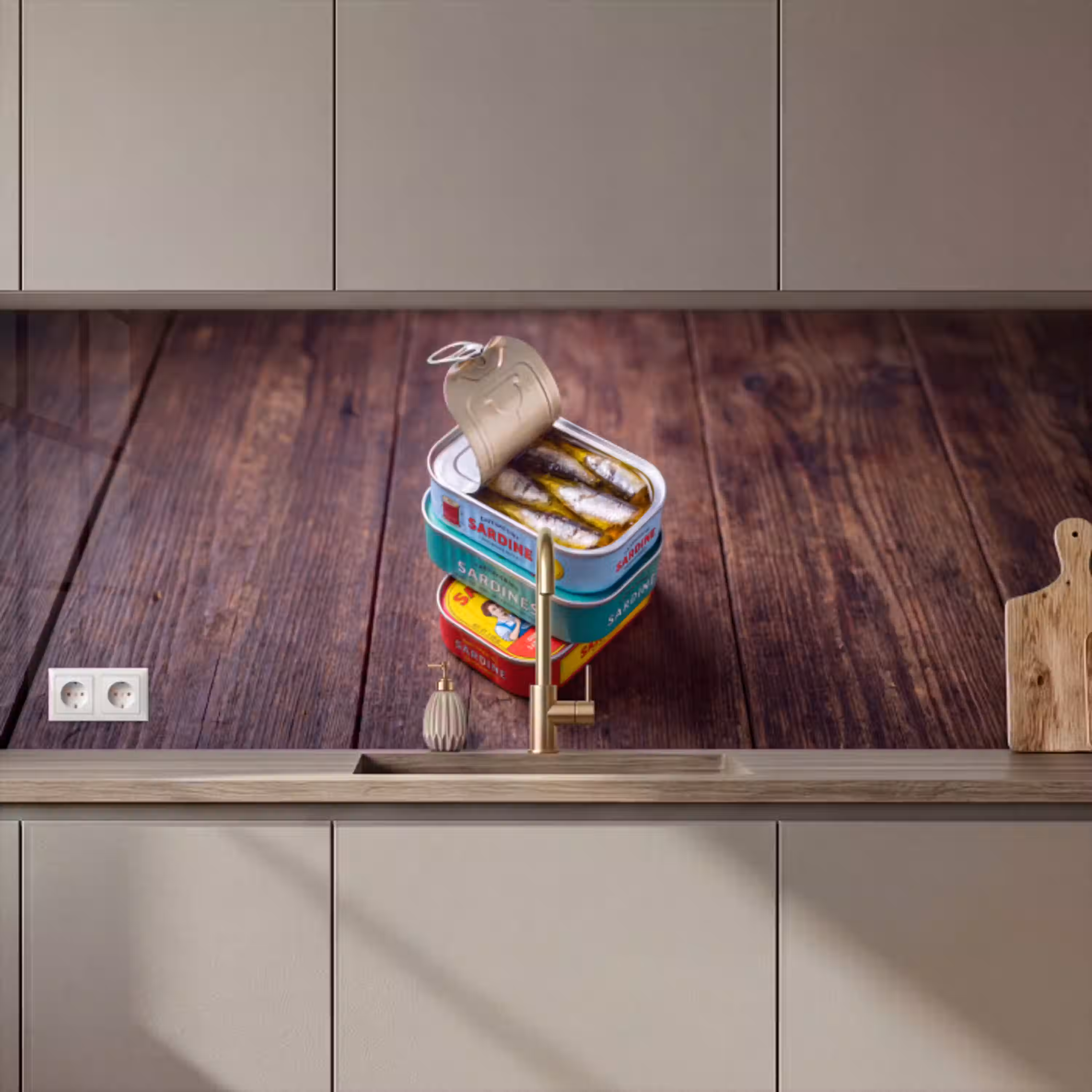 Vis - Blikjes - Keuken keuken achterwand 2 middel zz_3dshopping