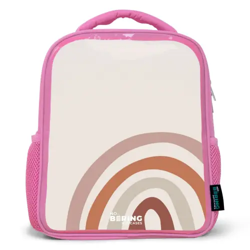Ruwe regenboog naturel Kinderrugzak - Roze middel -3d
