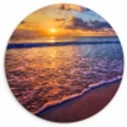 Zee - Strand - Zonsondergang - Wolken - Horizon Wandcirkel kunststof plaat 5mm dik klein -3d
