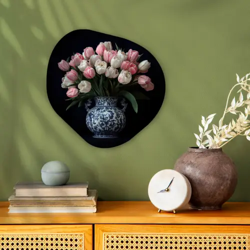 Bloemen - Roze - Tulpen - Vaas Wandcirkel Organisch Forex 3mm klein -sfeer2