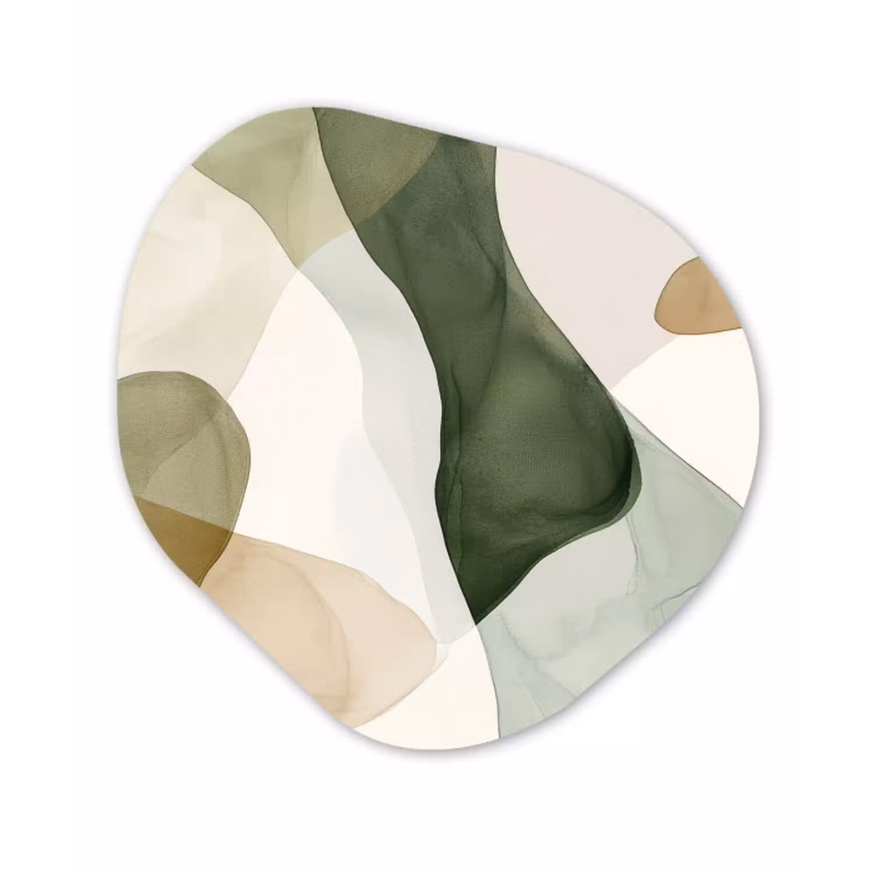 Japandi - Abstract - Groen Wandcirkel Organisch Forex 3mm klein -3d