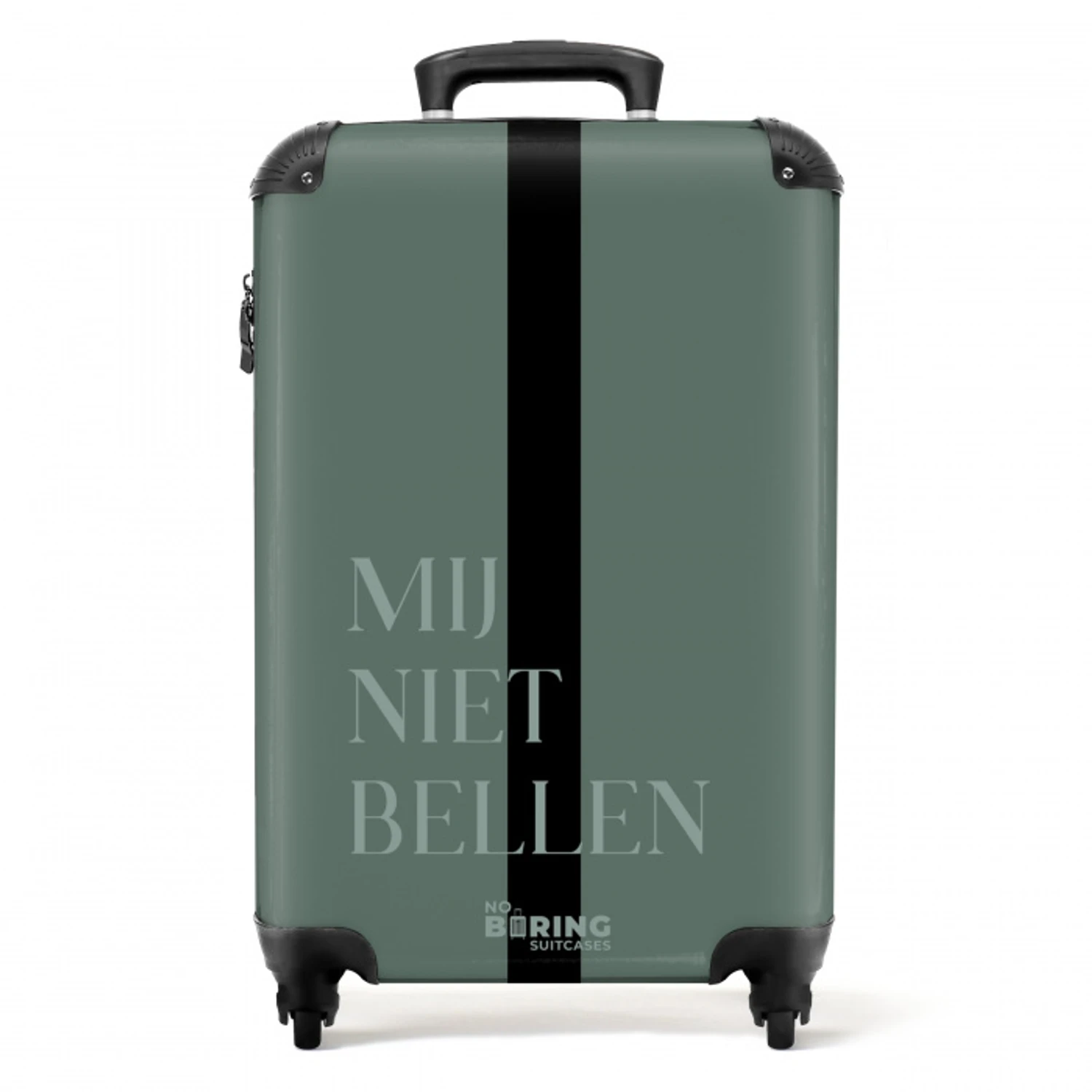 Groene achtergrond met tekst Mij niet bellen NBS - Handbagage koffer - Kinderen Unisex middel -productfoto_recht