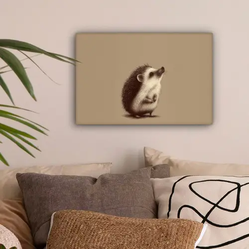 Egel - Snuitje - Bruin - Stekels canvas 2cm klein -sfeer1
