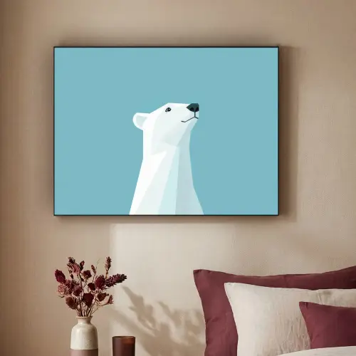 Ijsbeer - Lichtblauw - Minimalistisch Textielframe zwart klein -sfeer1