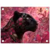 Luipaard - Bloemen - Roze tuinposter los doek klein -3d