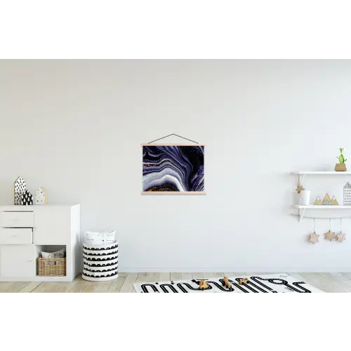 Marmer - Paars - Luxe - Marmerlook - Glitter textielposter latten blank klein -kinderkamer