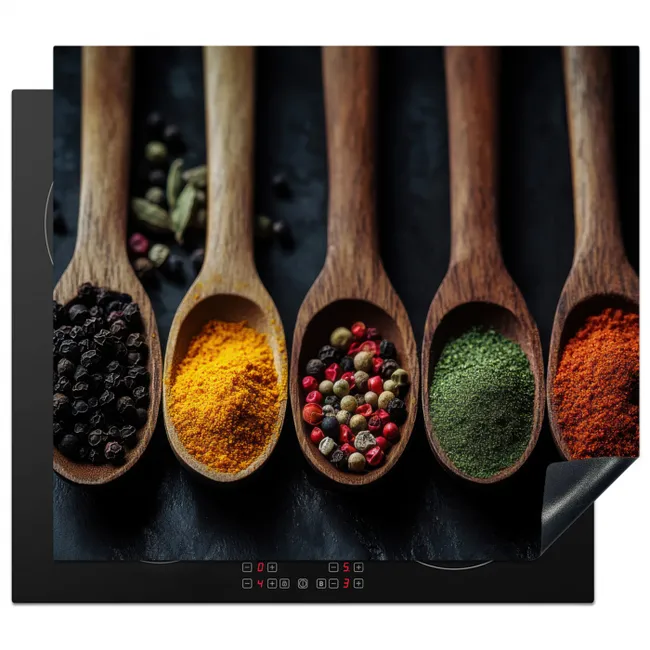 Houten - Lepels - Specerijen - Kruiden Inductie beschermer vinyl 3mm middel -3d