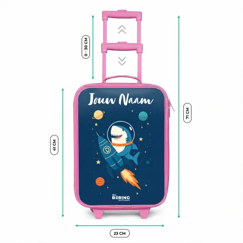 Dier - Ruimte - Planeet - Raket Kinderkoffer - Roze klein -productfoto_formaten