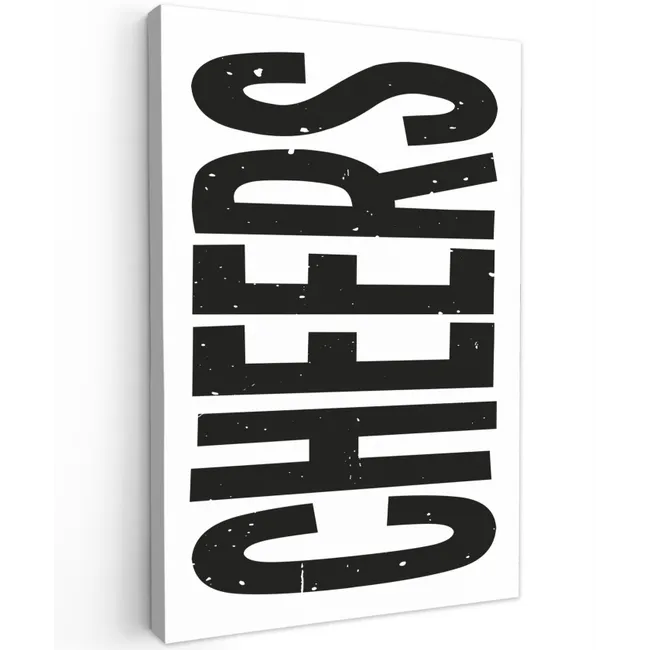 Retro - Cheers - Zwart - Decoratie Tuinposter op houten frame 2 cm dik klein -3d
