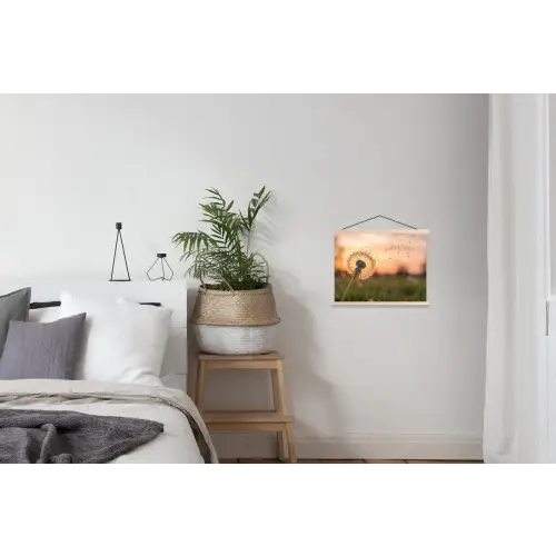 Paardenbloem - Zonsondergang - Veld textielposter latten blank klein -woonkamer