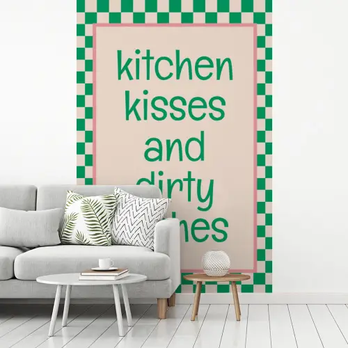 Quote - Groen - Geblokt - Keuken fotobehang vinyl groot -woonkamer