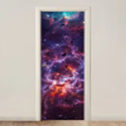 Space - Stars - Abstract - Colorful deurposter klein -3d_beige