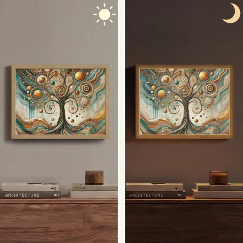 Levensboom - Boom - Abstract - Modern Light Box met batterij (Wandlamp) middel -sfeer3