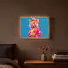 Muis - Kimono - Bloemen - Blauw Light Box met batterij (Wandlamp) middel -sfeer4