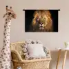 Leeuw - Dieren - Zwart - Licht - Bruin - Portret Wandkleed katoen klein -wsfeer5_kind