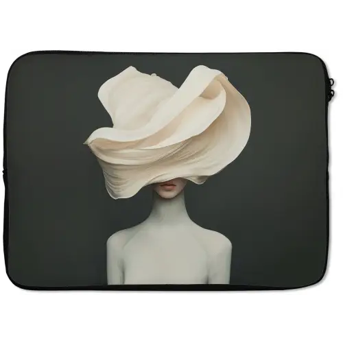 Vrouw - Beige - hoed laptophoes neopreen klein -zkaufland3dotto