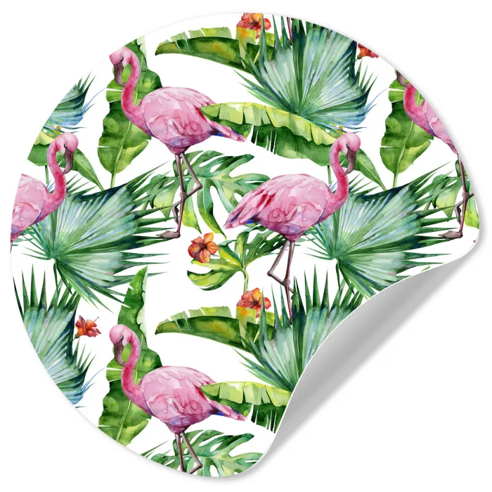 Bladeren - Flamingo - Bloemen - Jungle Wandcirkel behangsticker klein -3d