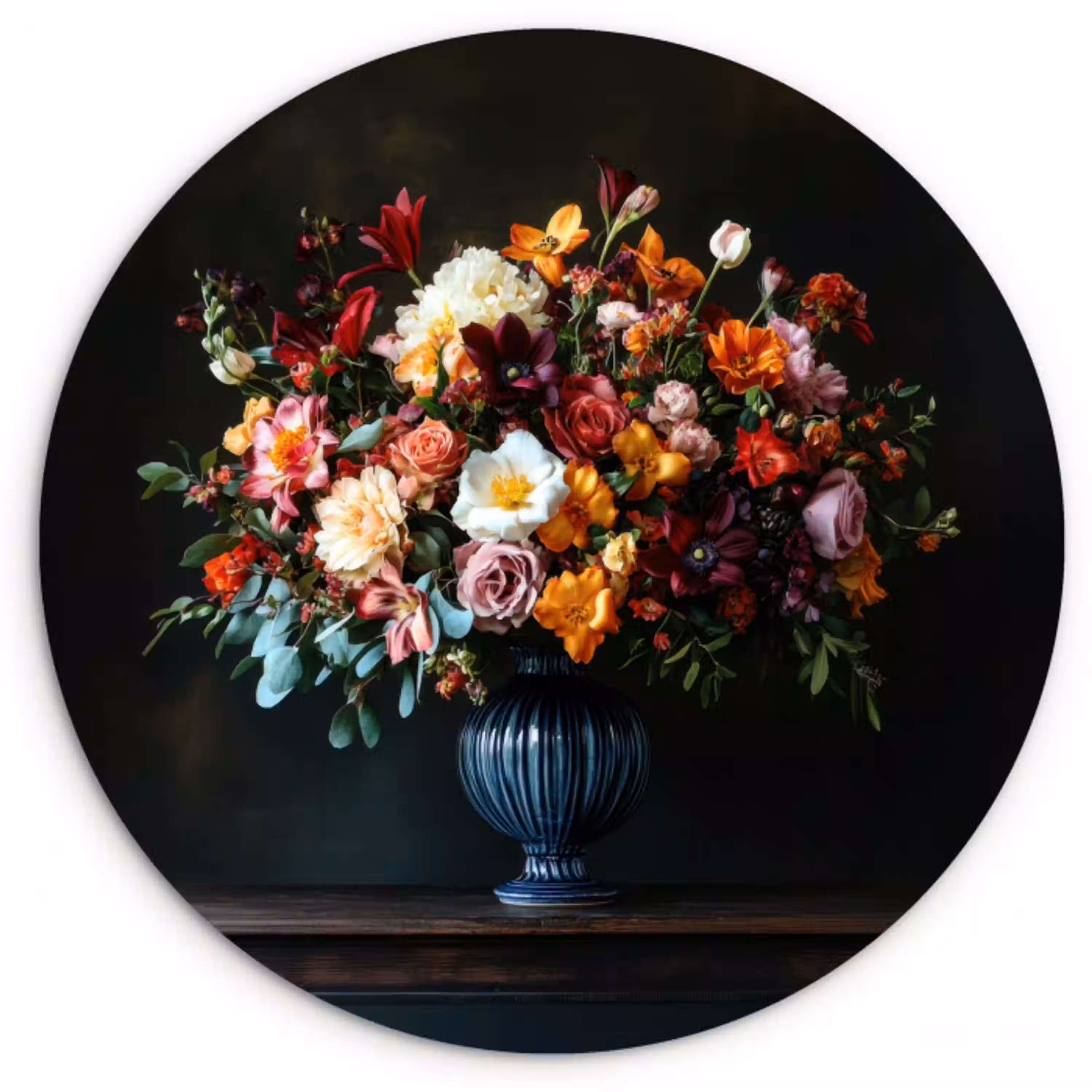 Groot - Bloemen - Vaas - Boeket Wandcirkel plexiglas klein -3d