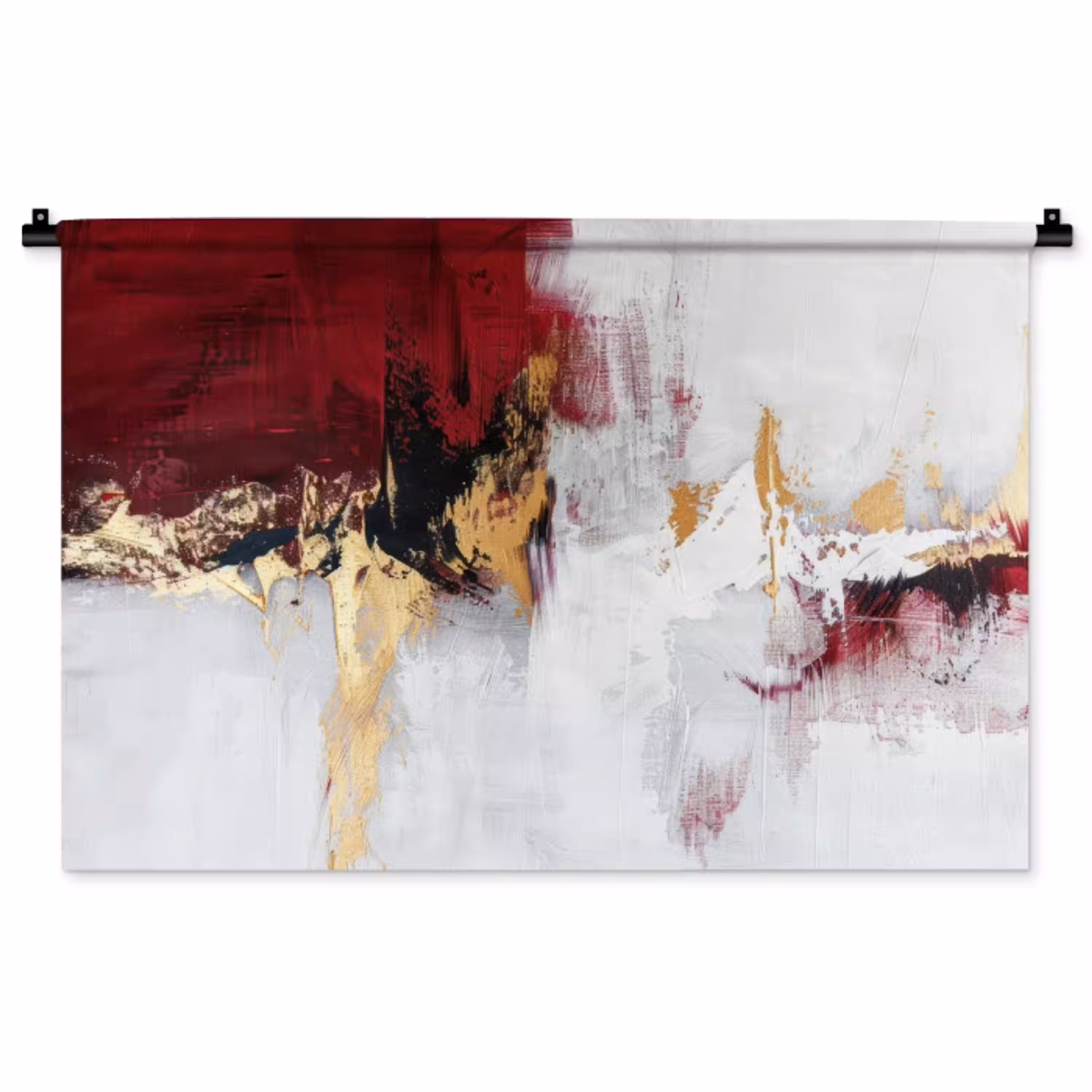 Rood - Marmer - Abstract - Goud - Modern Wandkleed katoen middel -zz3d