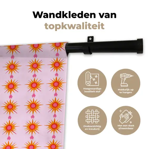 Zon - Motief - Roze Wandkleed katoen klein 269 -sfeer2