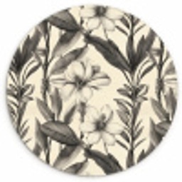 Klassiek - Botanisch - Zwart - Beige Wandcirkel kunststof plaat 5mm dik klein 188 -3d