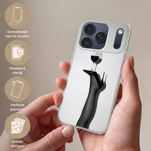 Hak - Wijn - Minimalistisch - Zwart Telefoonhoesje iPhone 17 Pro klein -sfeer3_NL